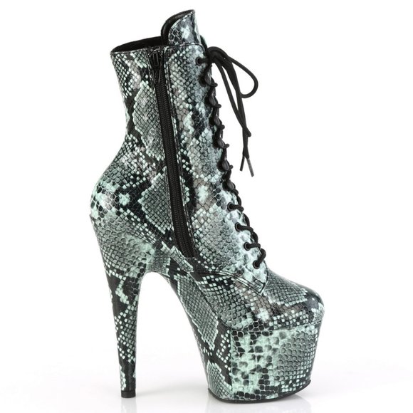 Platform Snake High Heel Lace Up Boots - Picture 2 of 5